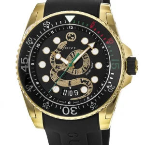Gucci Dive 45mm Quartz YA136219 (Gold Snake Motif)