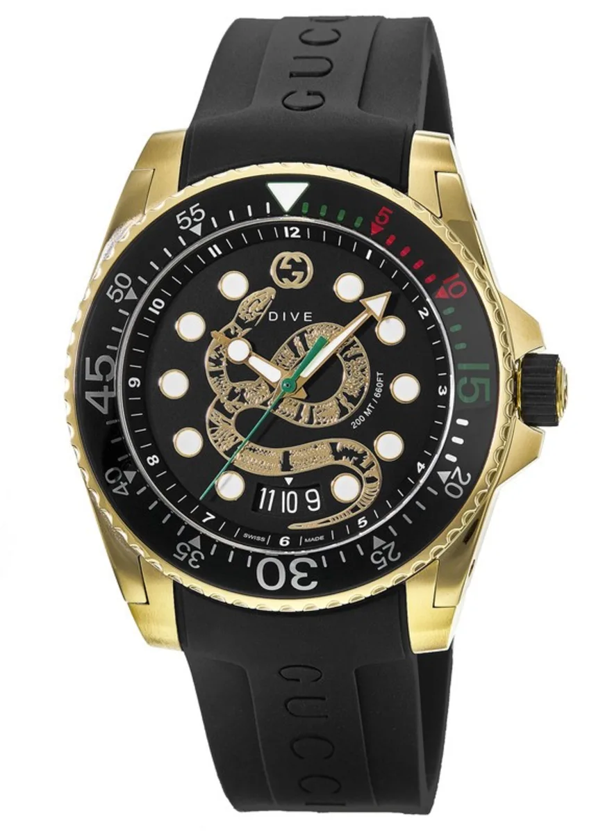 Gucci Dive 45mm Quartz YA136219 (Gold Snake Motif)