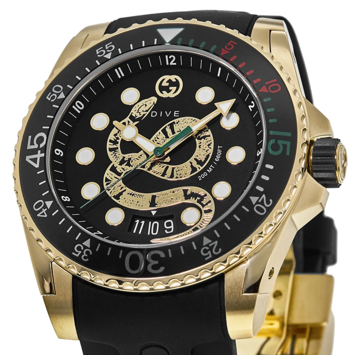 Gucci Dive 45mm Quartz YA136219 (Gold Snake Motif) - Image 2